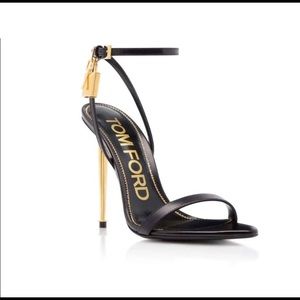 Tom Ford Padlock Pointy Naked Sandal black gold